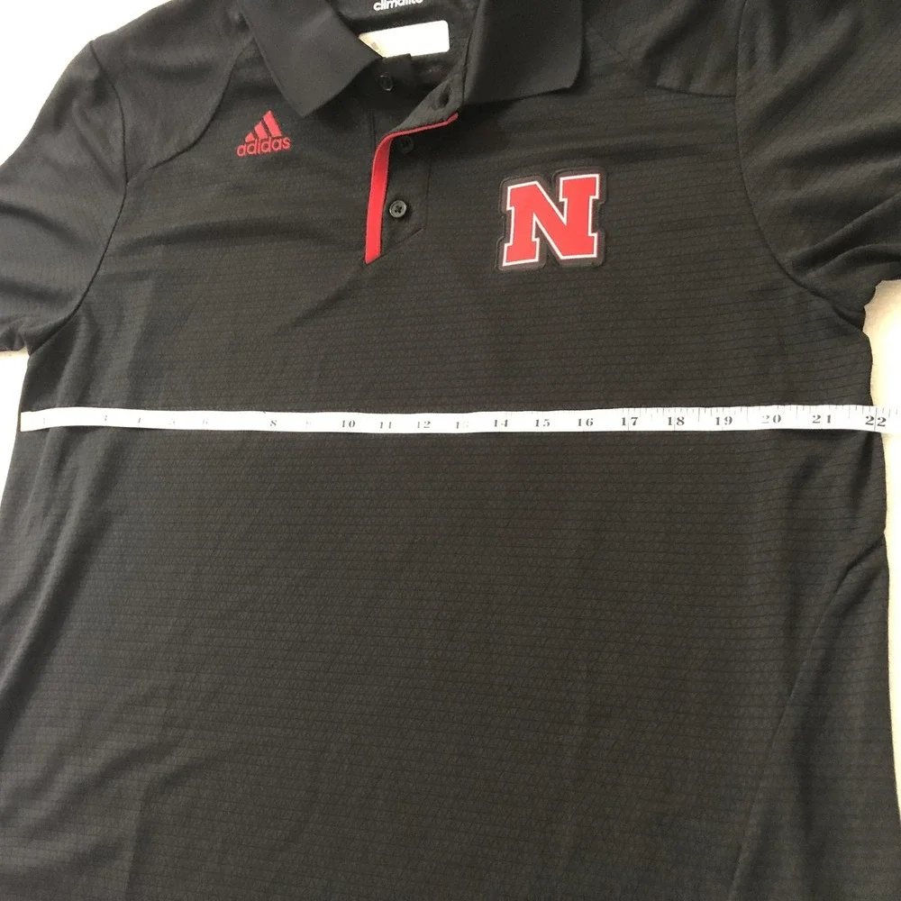 Nebraska Cornhuskers Shirt Mens Large Black NCAA Football Adidas Climalite Polo